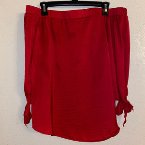 Deep Red, Off-Shoulder Blouse